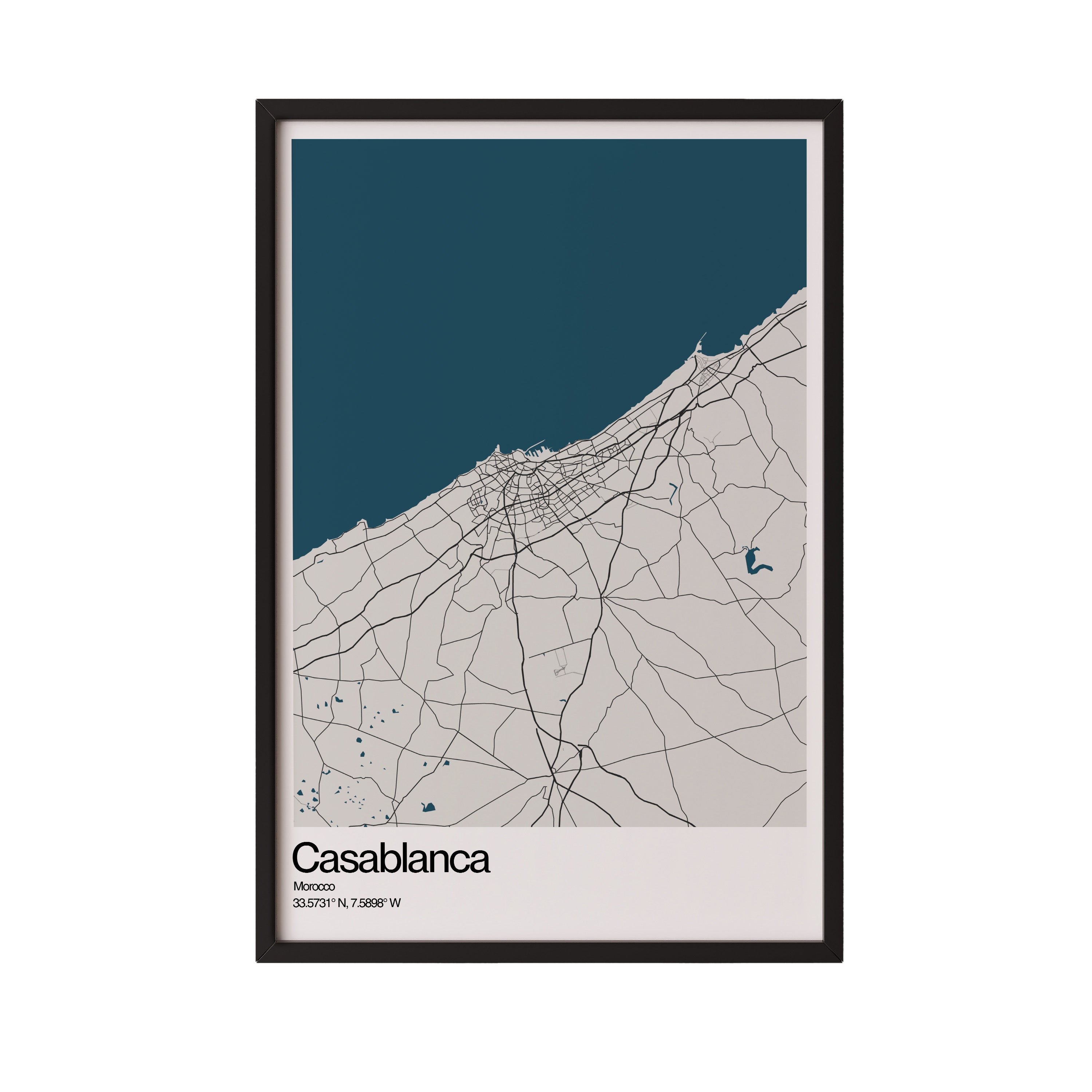 Contemporary Map Poster - Casablanca, Morocco