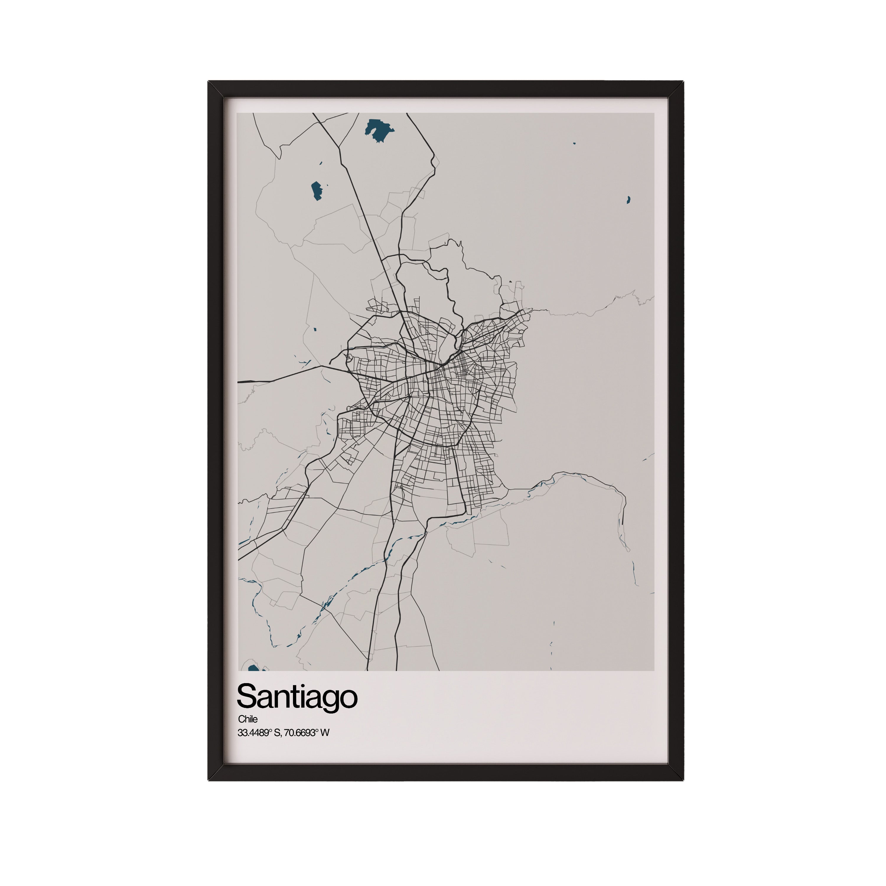Contemporary Map Poster - Santiago, Chile